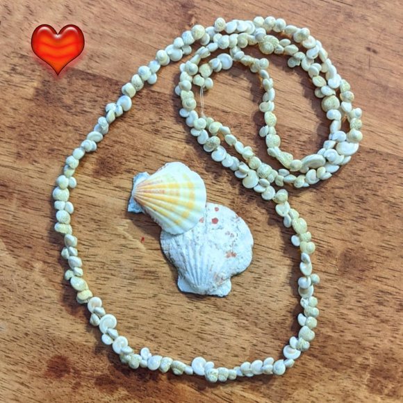 Vintage Jewelry - 3 For 20 Real Seashell Tiny Shell Necklace Long Luau Lei